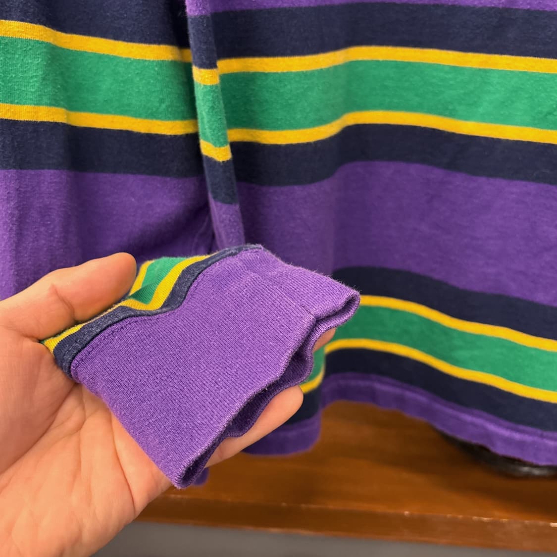 신형라벨 폴로 랄프로렌 멀티컬러 스트라이프 저지 럭비셔츠 퍼플 N913 상품이미지5