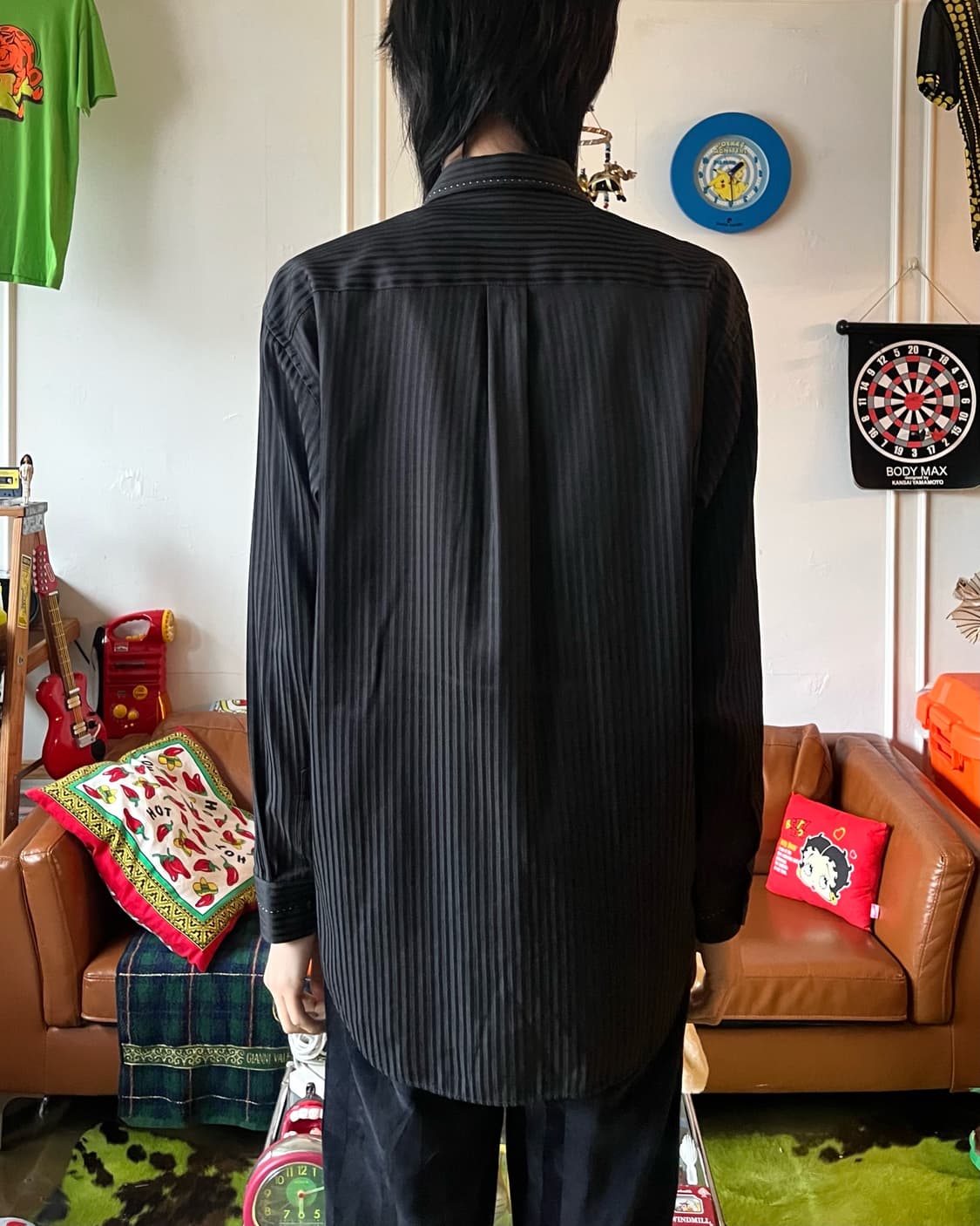 80-90s Pierre Cardin Black Stripe Shirt 상품이미지3