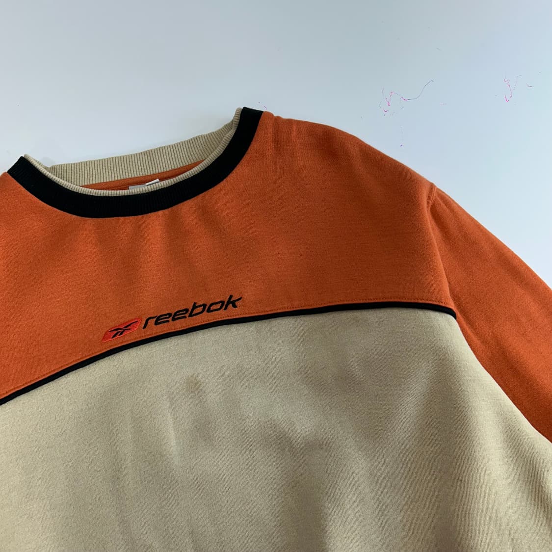 Reebok 리복 오렌지 베이지 배색 기모 맨투맨  상품이미지4