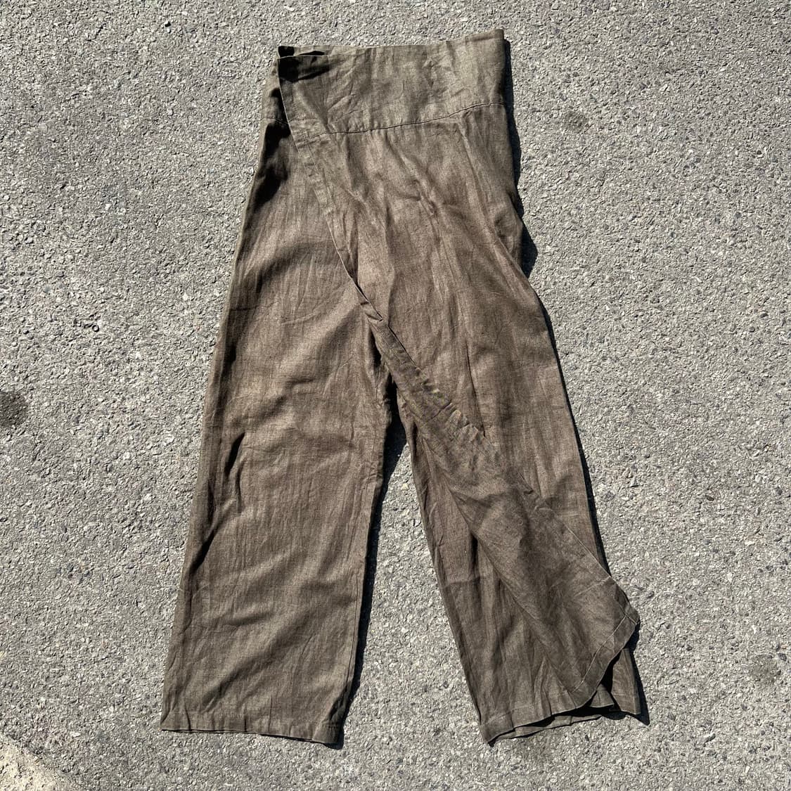 요지 야마모토 1995 SS 리넨 랩 와이드 팬츠 상품이미지4