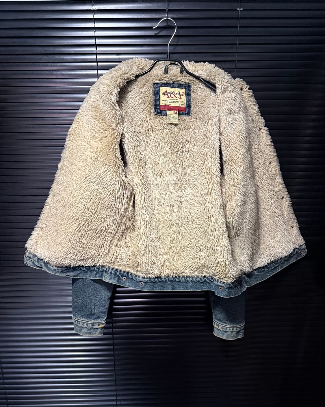 아베크롬비 양털 중청 데님 트러커 쉐르파 워크 청 자켓 워싱 M 95 상품이미지6