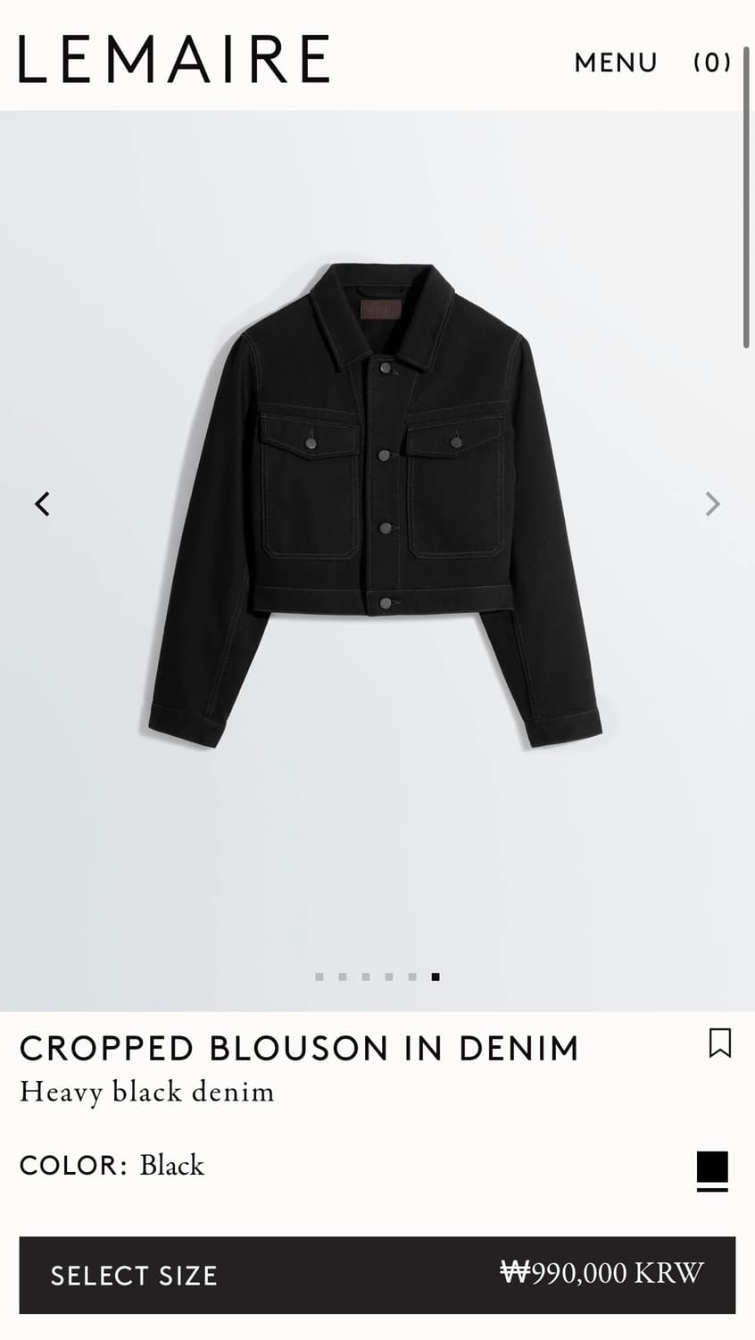 [36,38]르메르 26ss 크롭 데님 블루종/블랙 상품이미지6