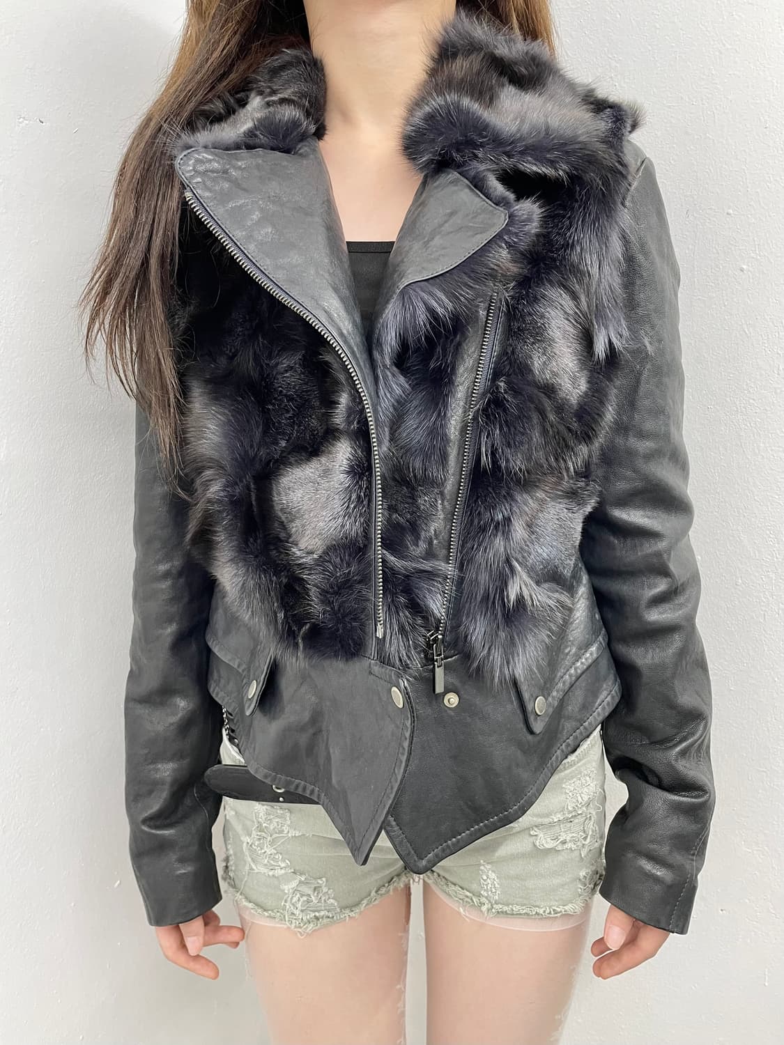 딥블루 폭스 퍼자켓 상품이미지2