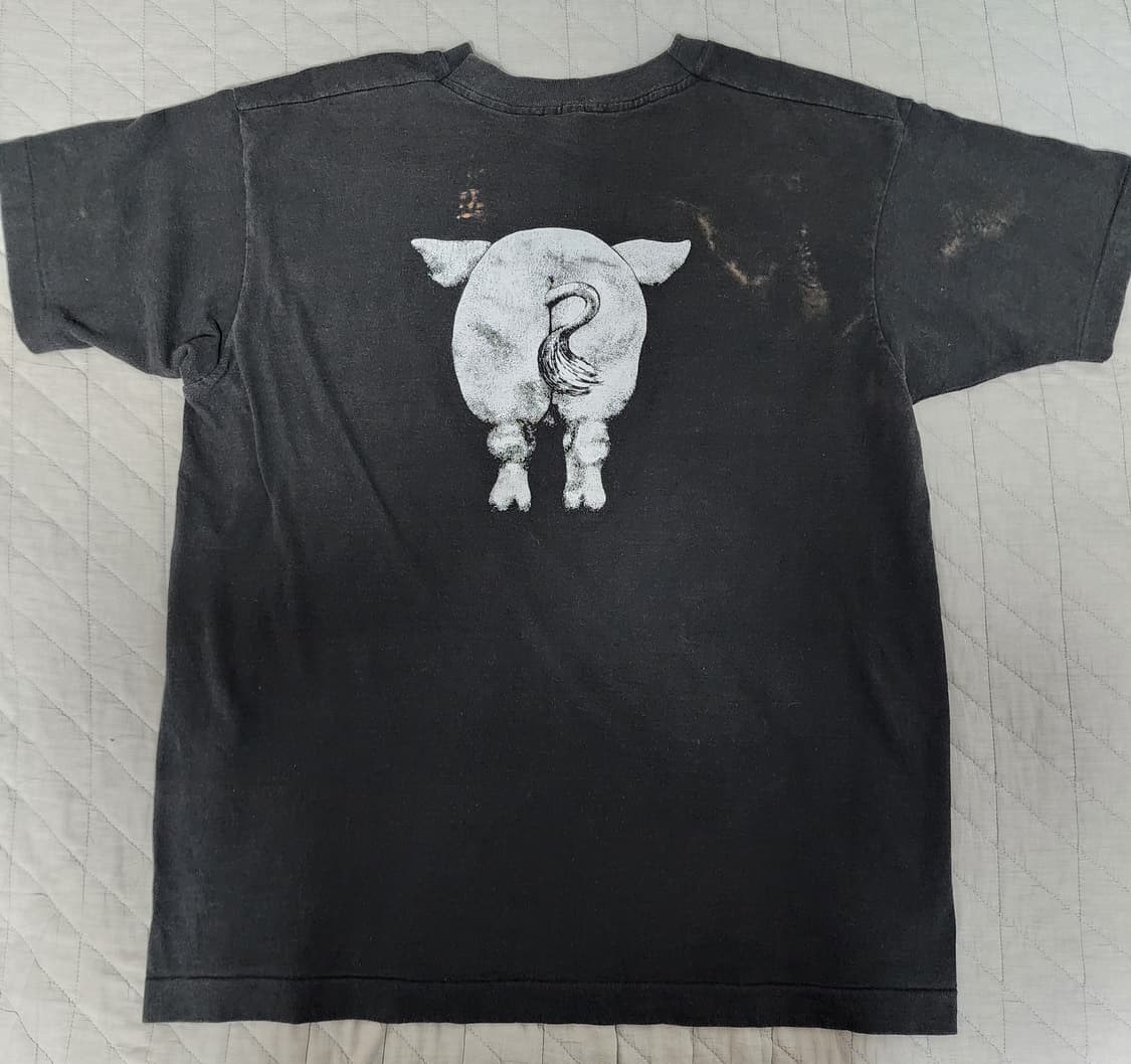 [L] 90s 빈티지 NOT ERD og 피그 티셔츠 블랙 ver.블리칭 상품이미지4