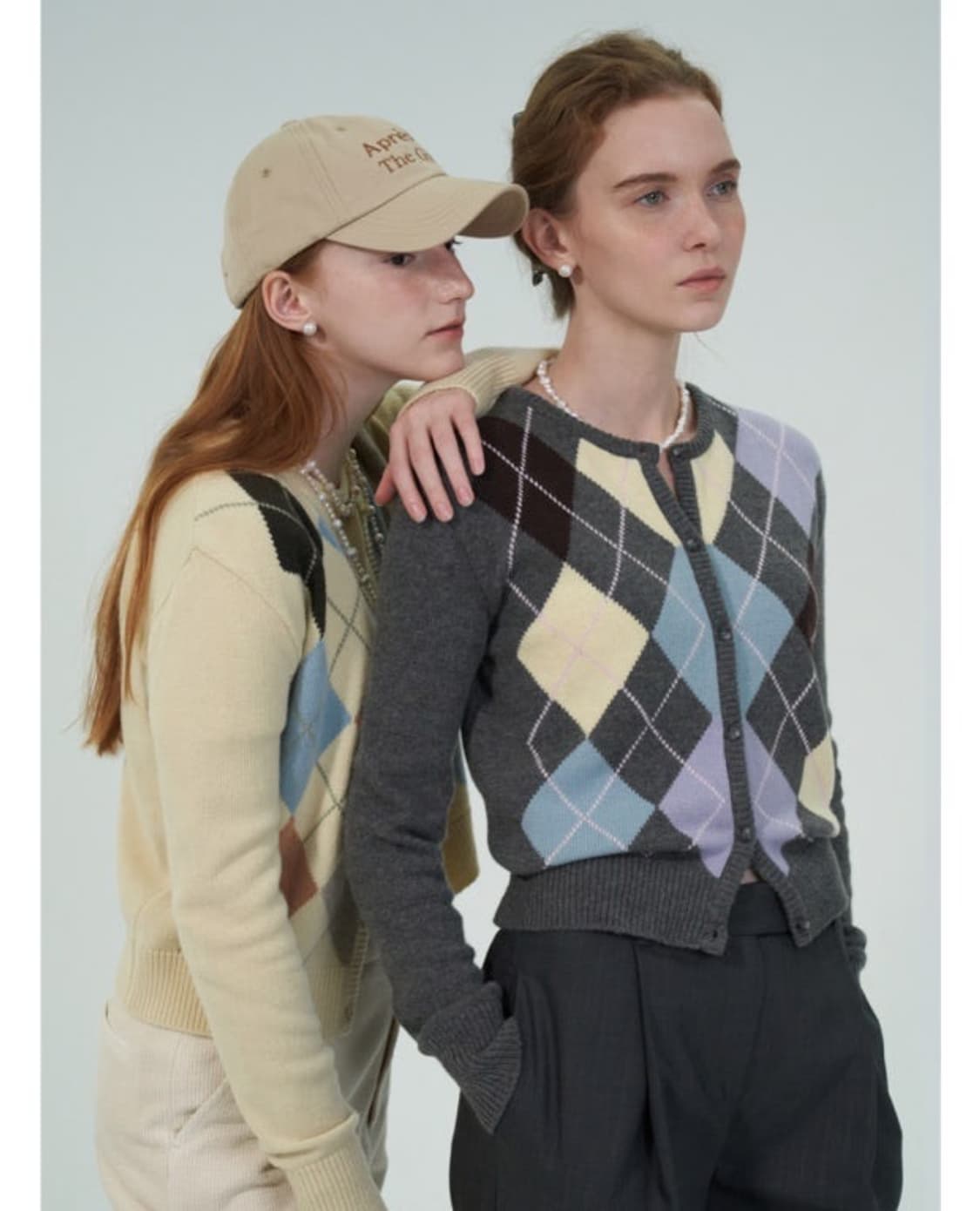 그로브 아가일 가디건 차콜 상품이미지2