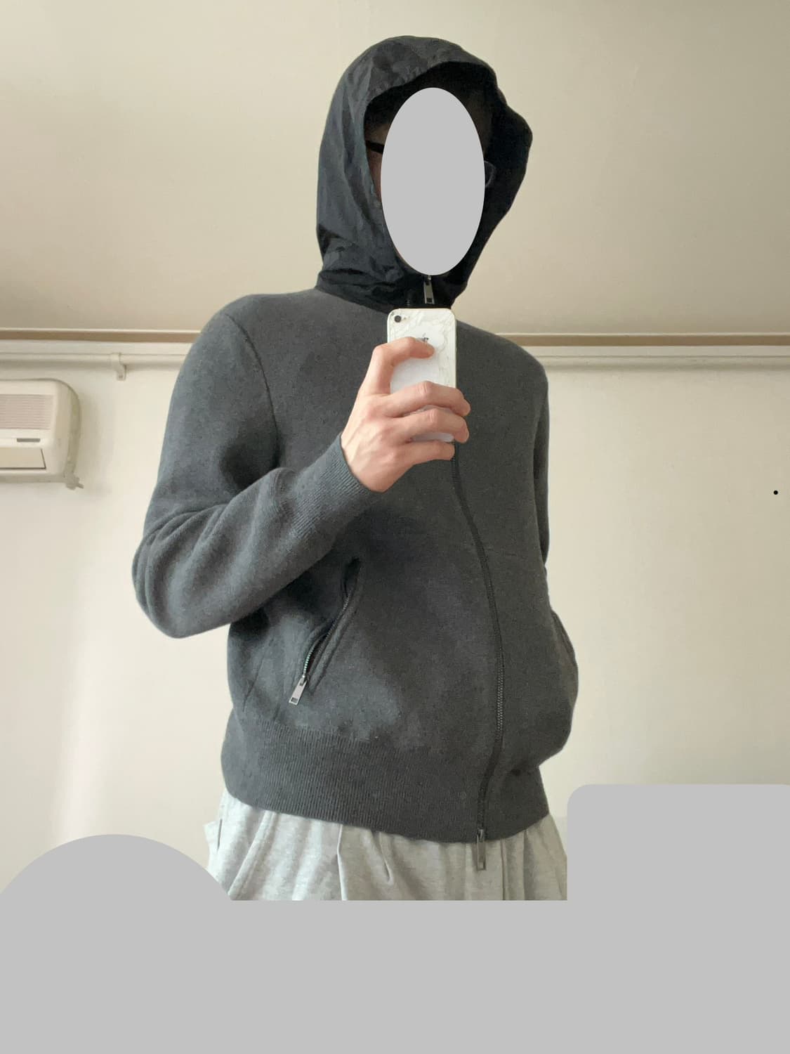 아르마니 나일론 후드 니트집업 (착샷) 상품이미지6