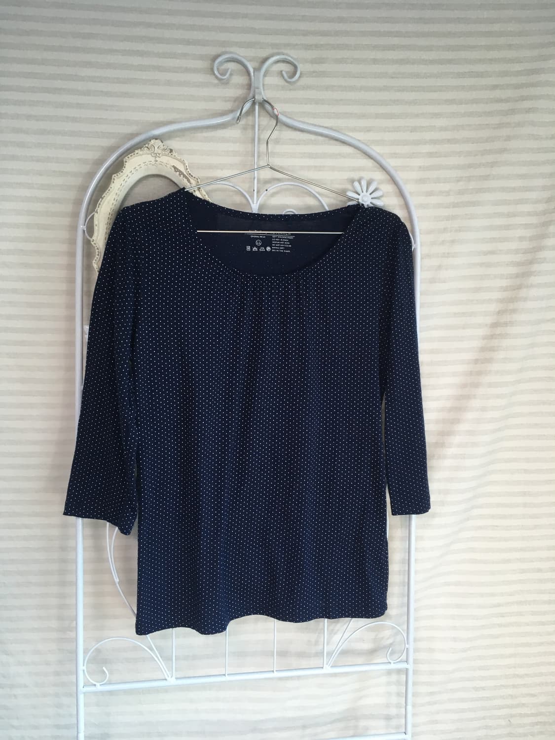 일본빈티지 네이비 도트 티셔츠 상품이미지5