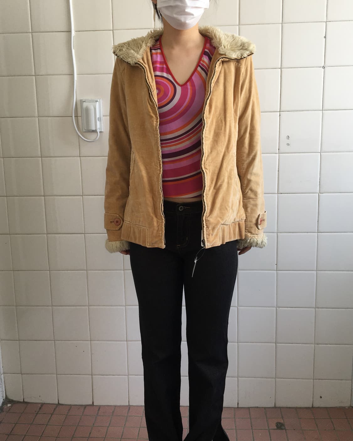 Fake fur collar high neck jacket 상품이미지9