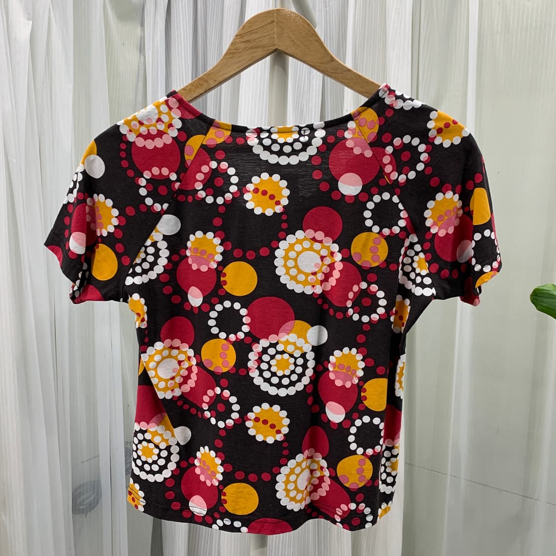 일본 빈티지 NOBLE STONE 리본 넥라인 주름 반팔티 1901 상품이미지2