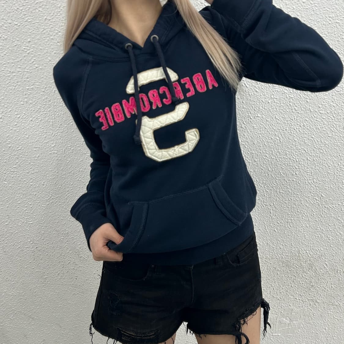 아베크롬비 핑크패치 네이비 후드 M 상품이미지1