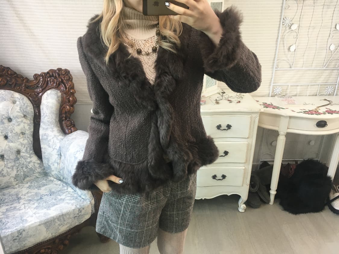 jpn vintage rabbit fur tweed wool jk 상품이미지2