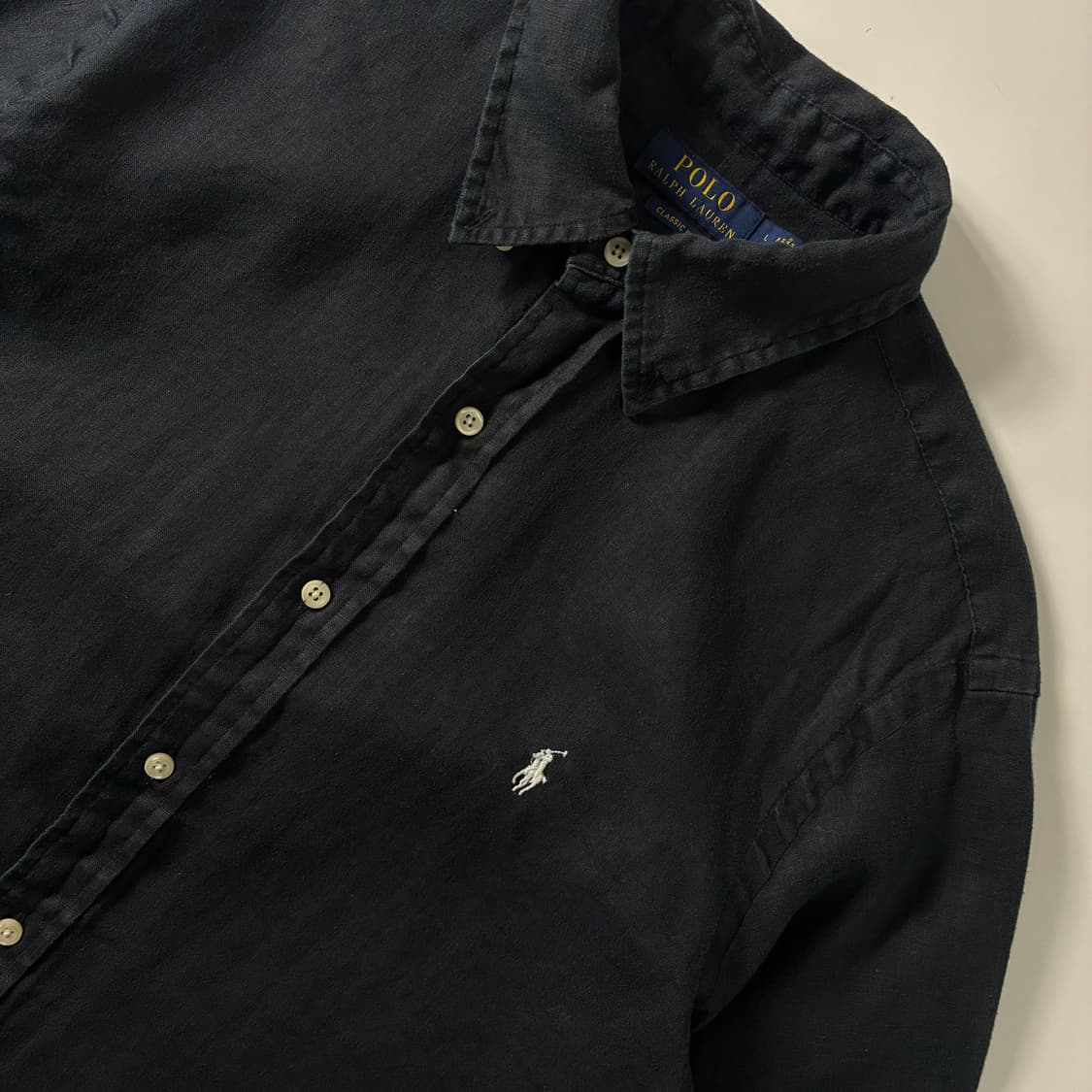 Polo  폴로 랄프로렌 자수 블랙 린넨 셔츠  상품이미지3