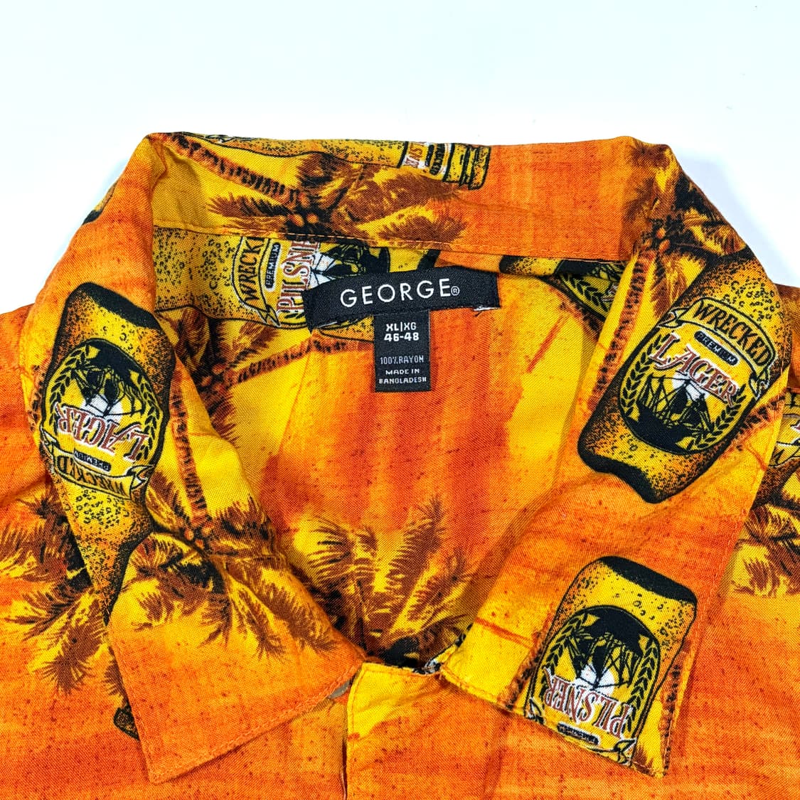 GEORGE 오렌지 비어보틀 하와이안셔츠 XL 상품이미지5