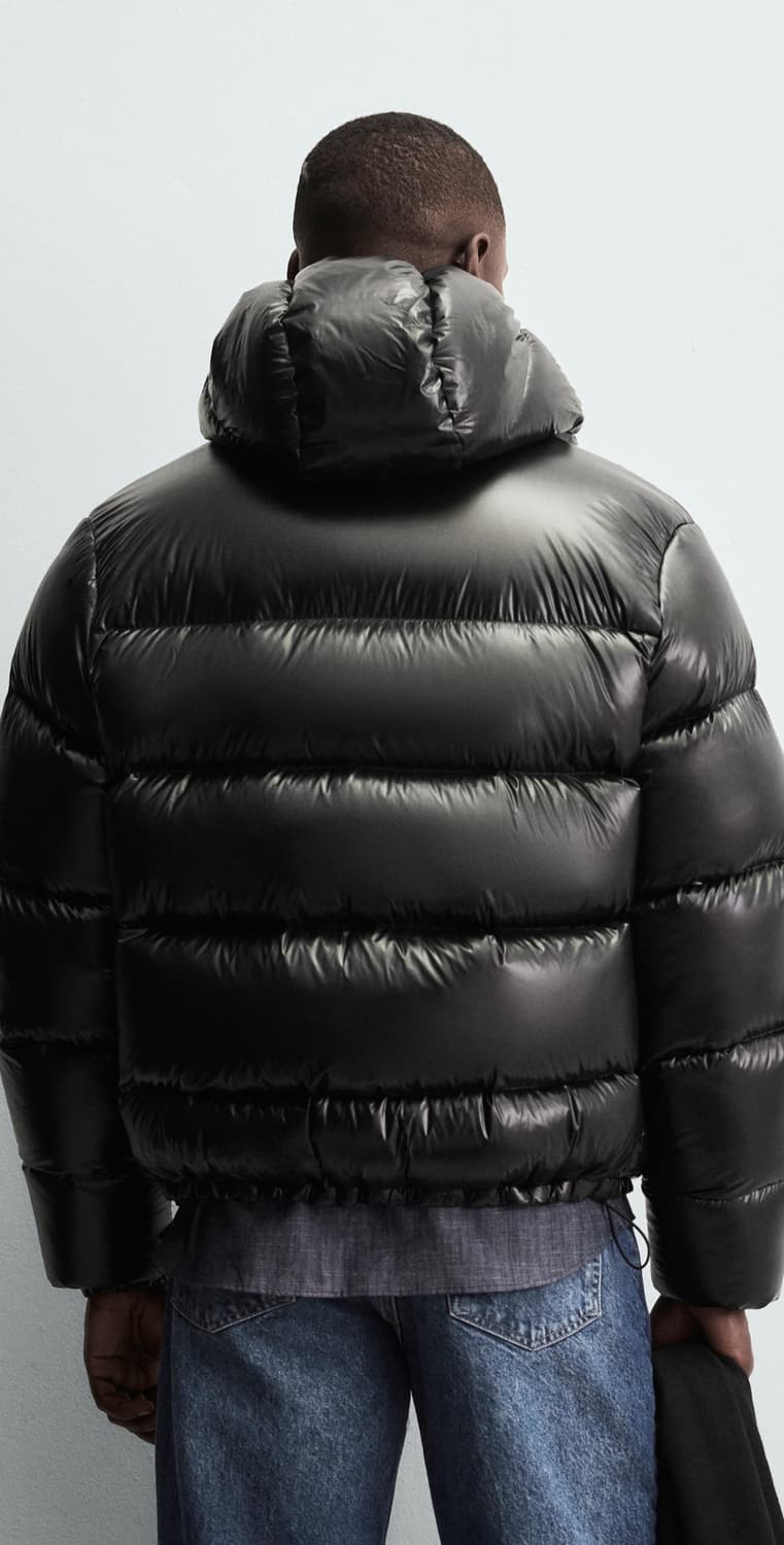 자라 25FW 유광 깃털 워터프루프 패딩 블랙 M 상품이미지2