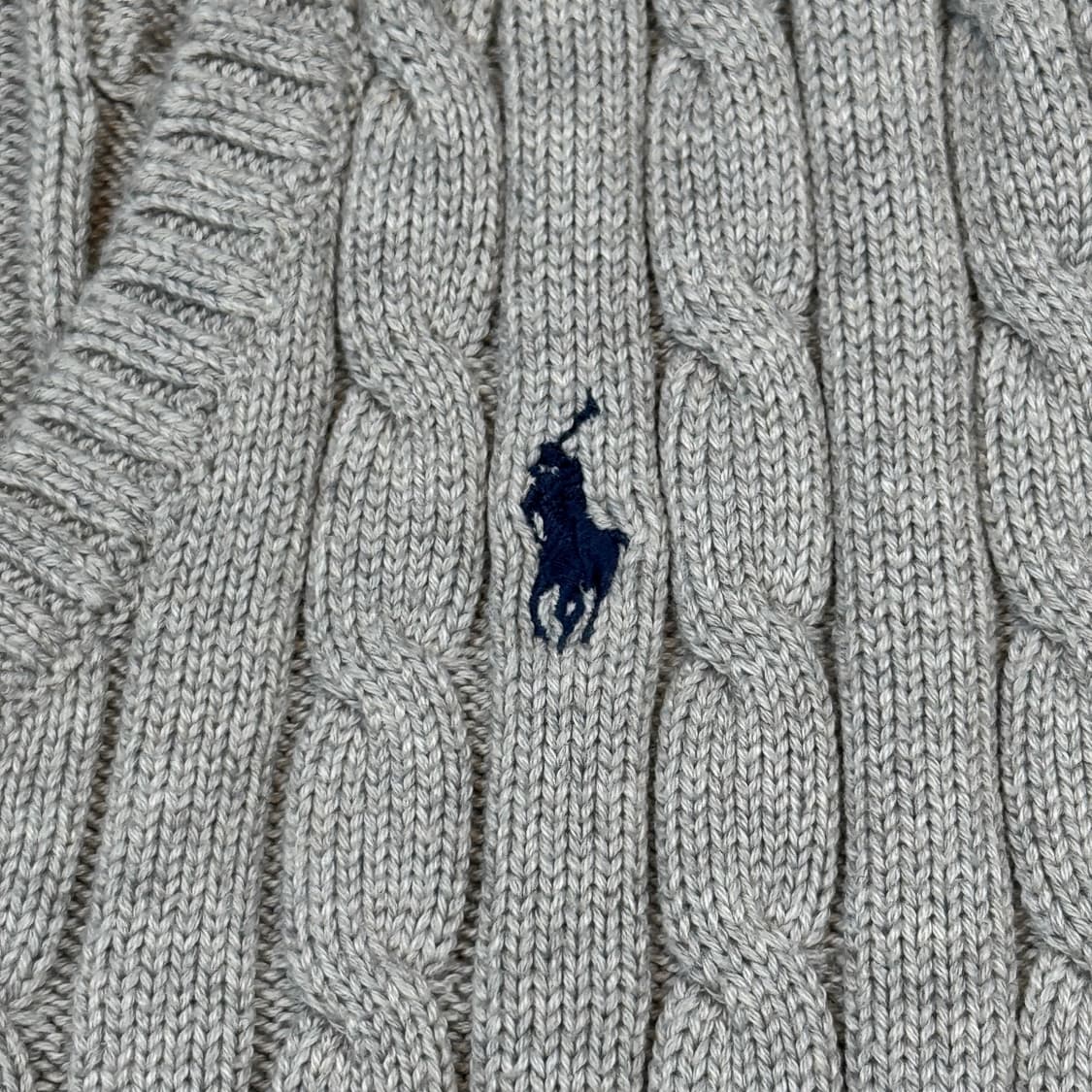 L) 폴로 랄프로렌 코튼 케이블 꽈배기 브이넥 니트 그레이 상품이미지4