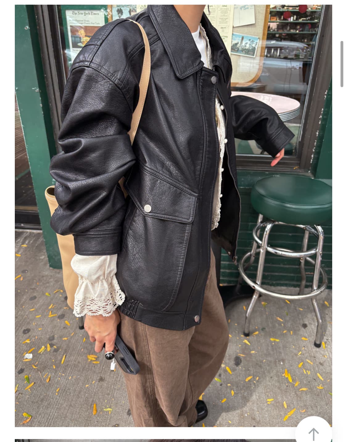 메이비베이비 레더점퍼 자켓 블랙 Tompkins Leather Jumpe 상품이미지2