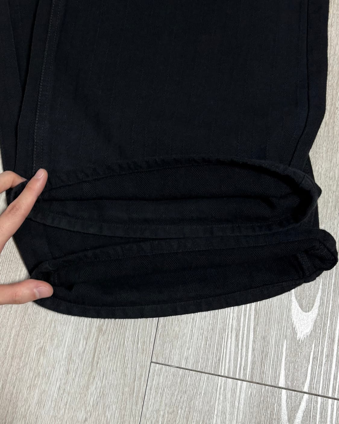 [3]폴리테루 고시마 팬츠 스트라이프 블랙 상품이미지4