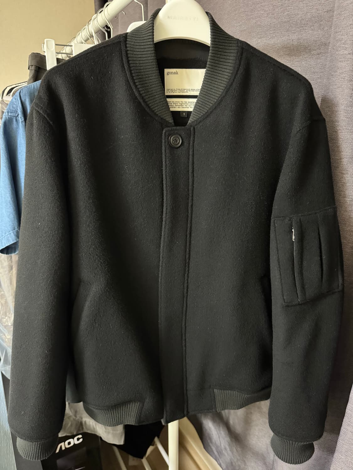 [S(1)] 고낙 울 스타디움 자켓 블랙 상품이미지7