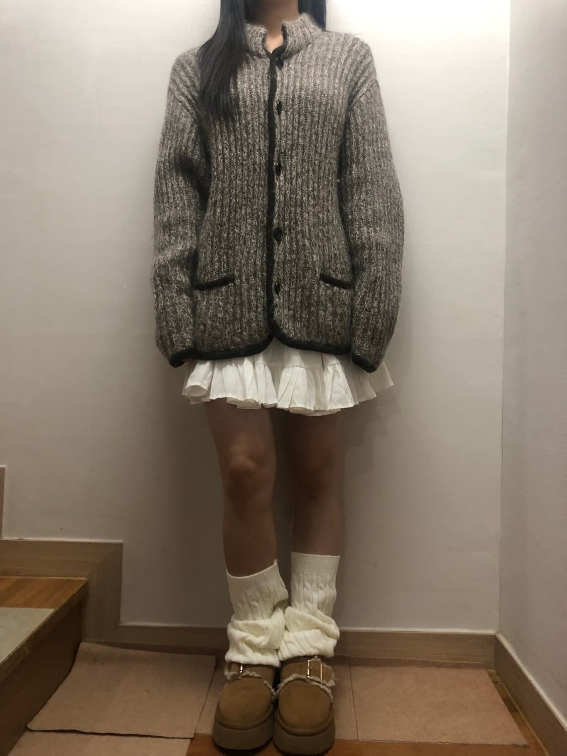 빈티지 그레이 울 니트집업 상품이미지5