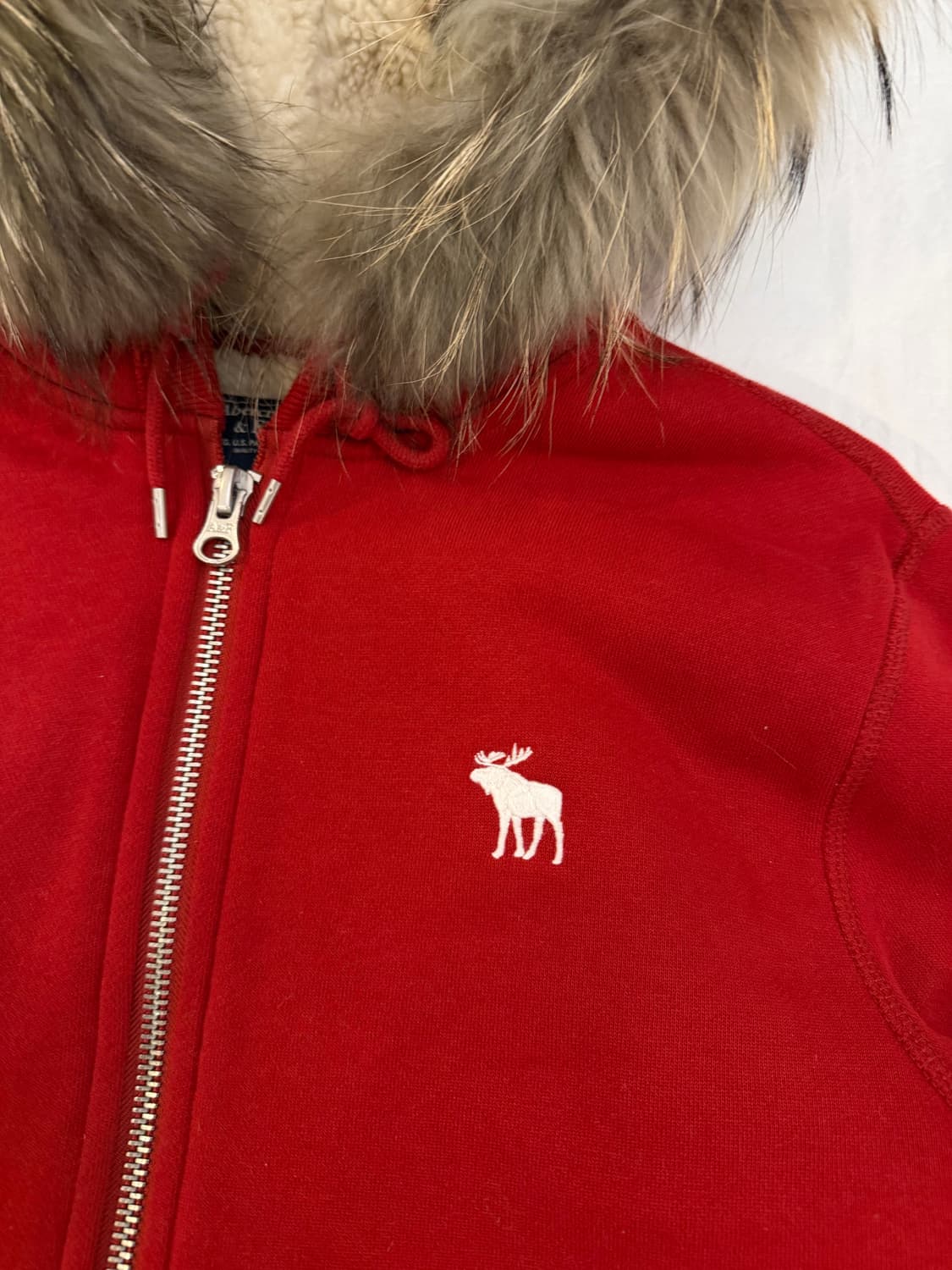 아베크롬비 양털안감 울프죠 퍼 후드집업 레드 상품이미지2