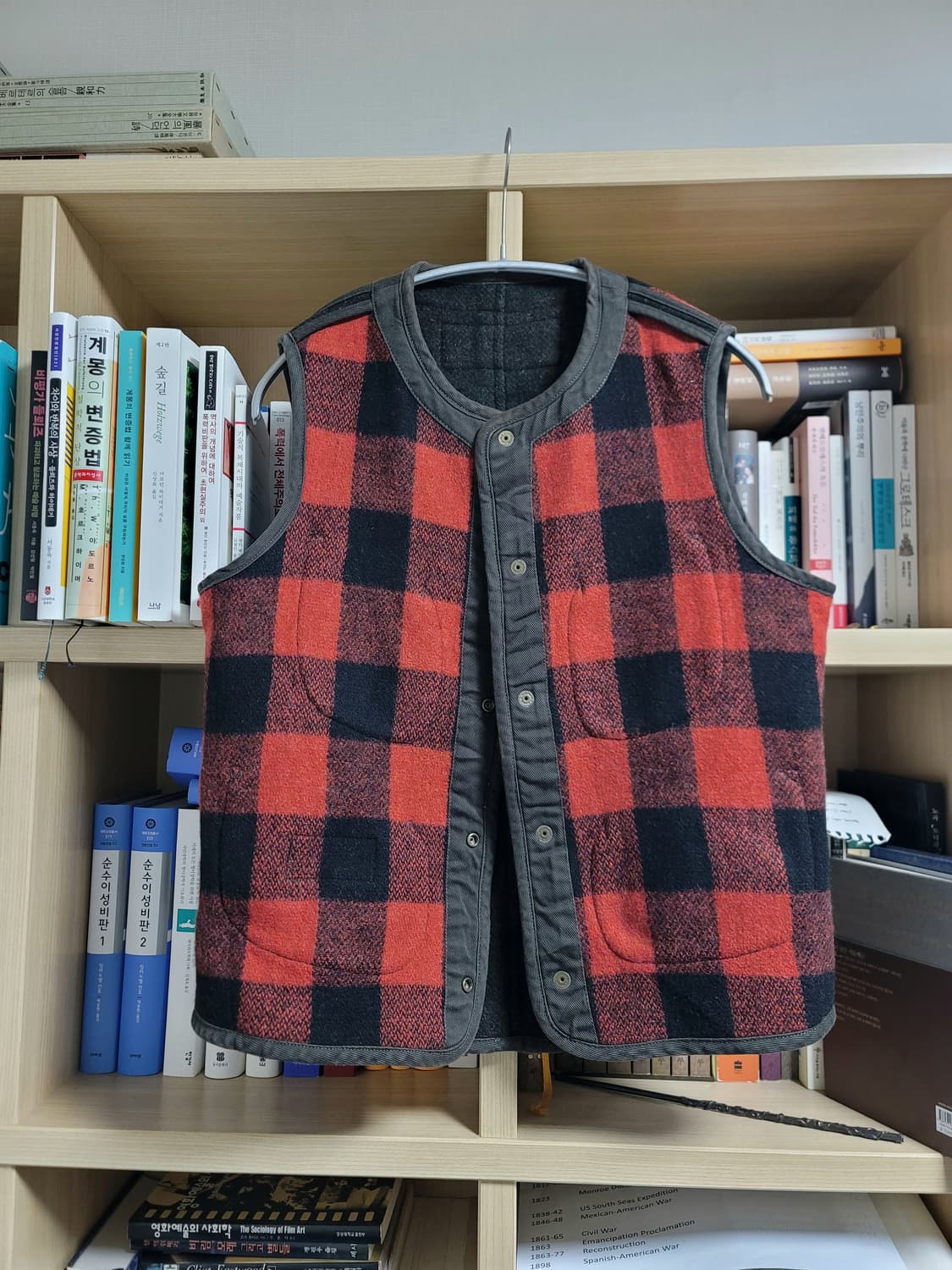 빔즈 브라운스비치 비치클로스 레드 버팔로체크 리버시블 베스트 상품이미지4