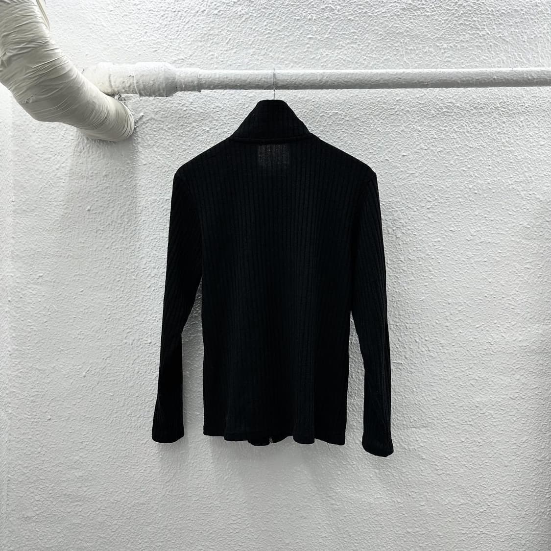 Formal black rib knit zip-up 상품이미지5