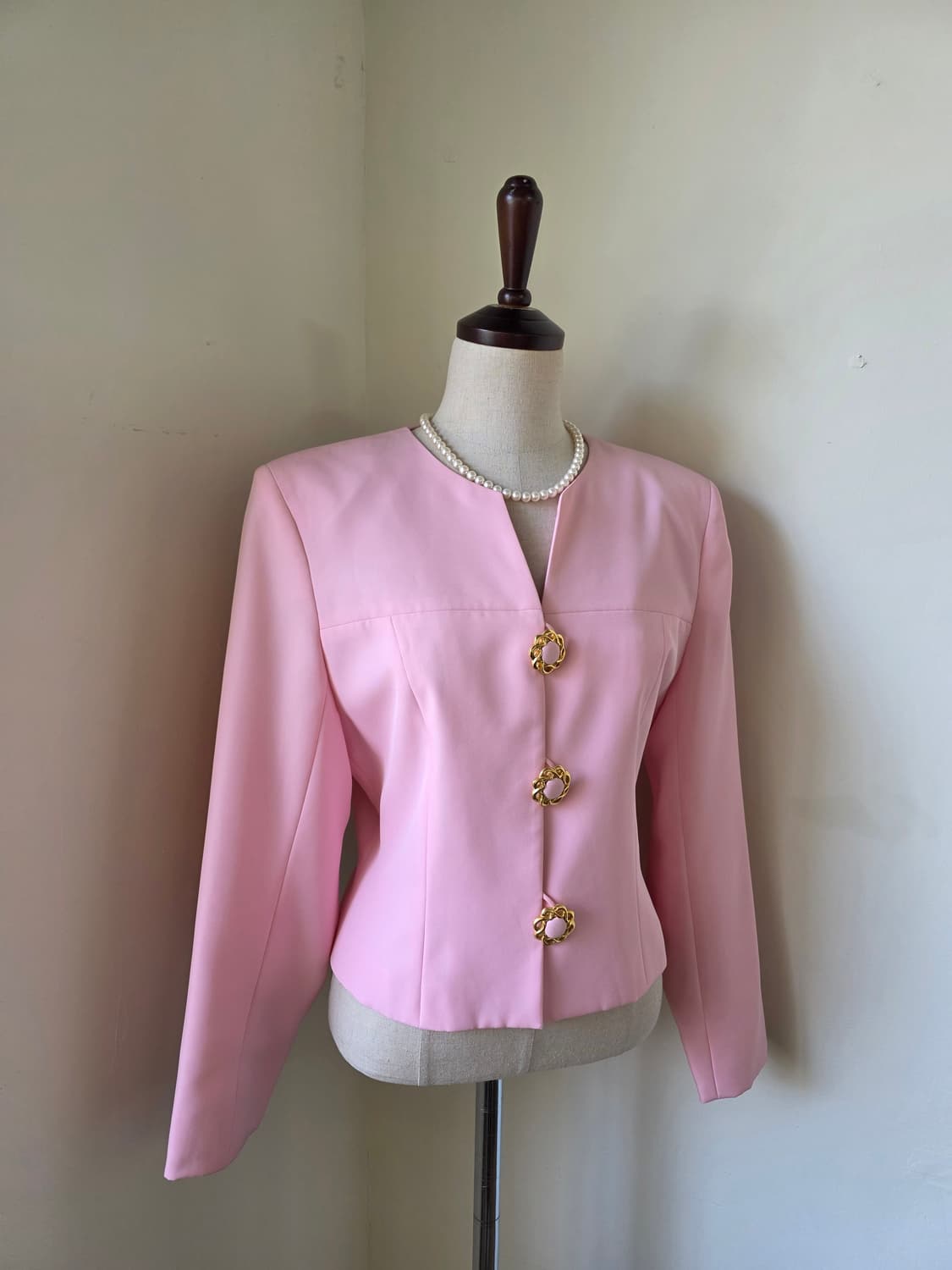 핑크 금장 단추 자켓 상품이미지2