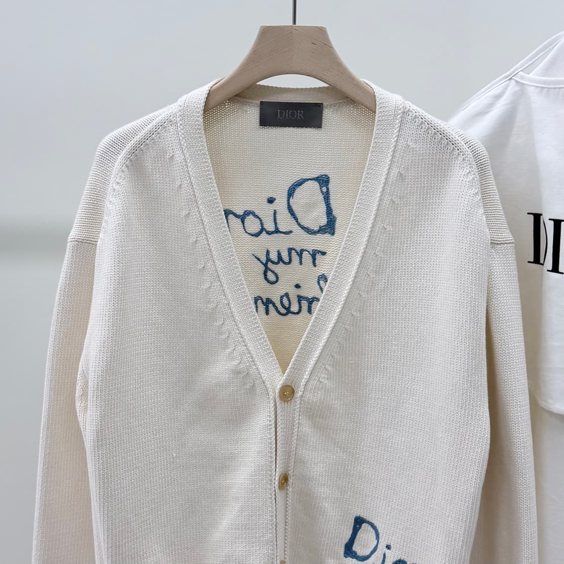 [S+급/M] 디올 X 힐튼 넬 코튼 자수 블렌드 가디건 화이트 상품이미지3
