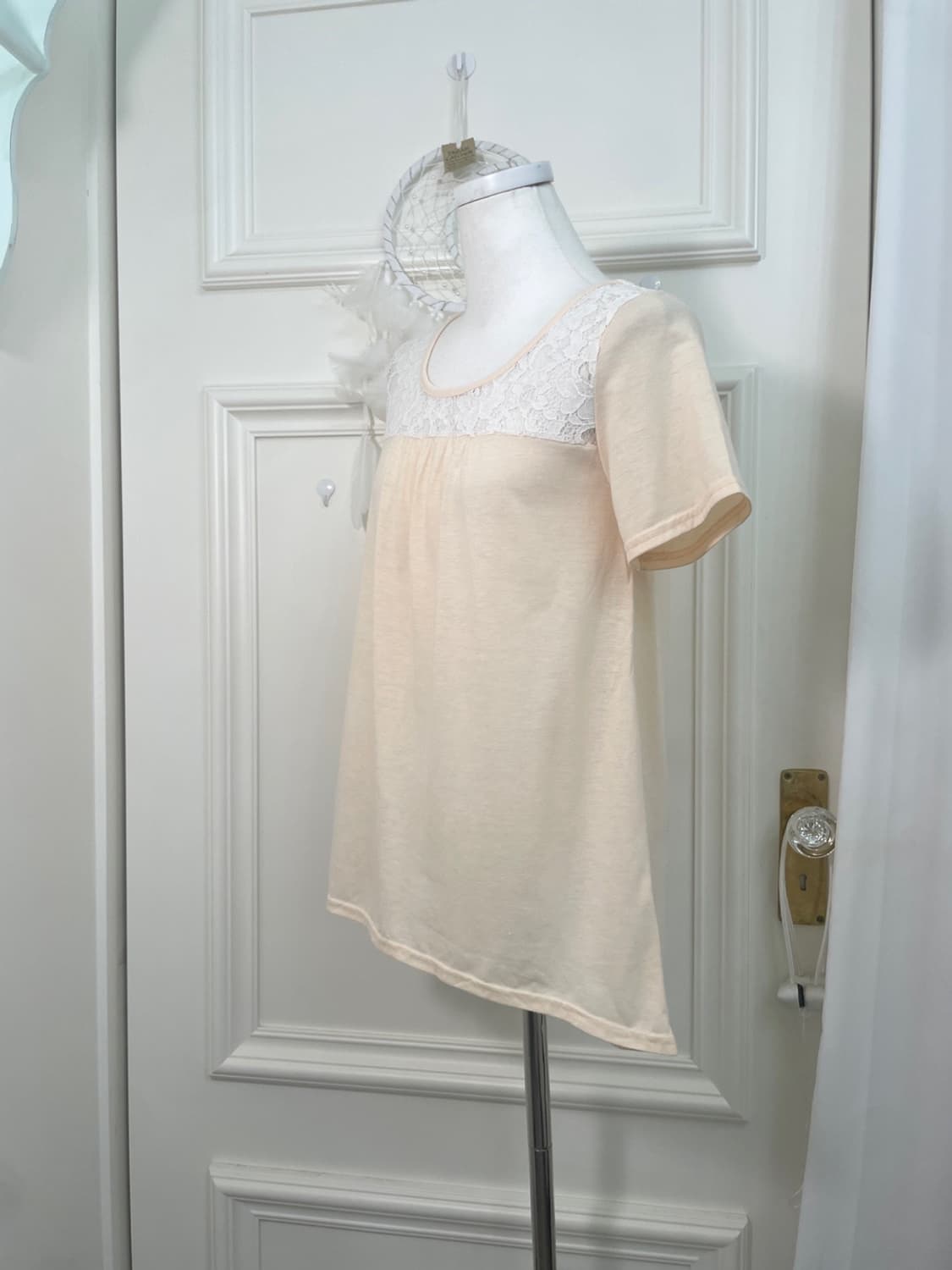 butter yellow lace shirring half top 상품이미지2