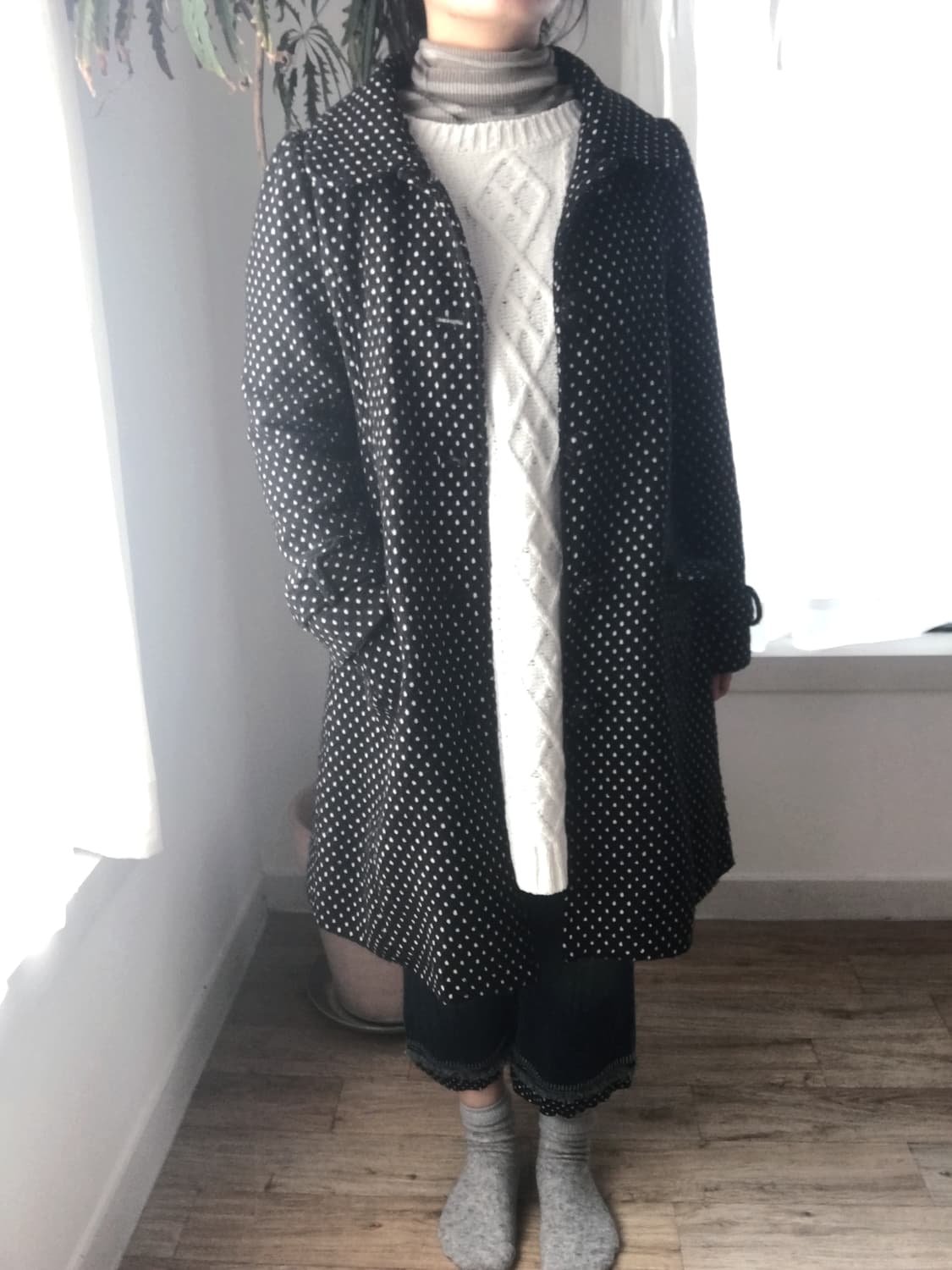 도트 카라 코트 상품이미지3