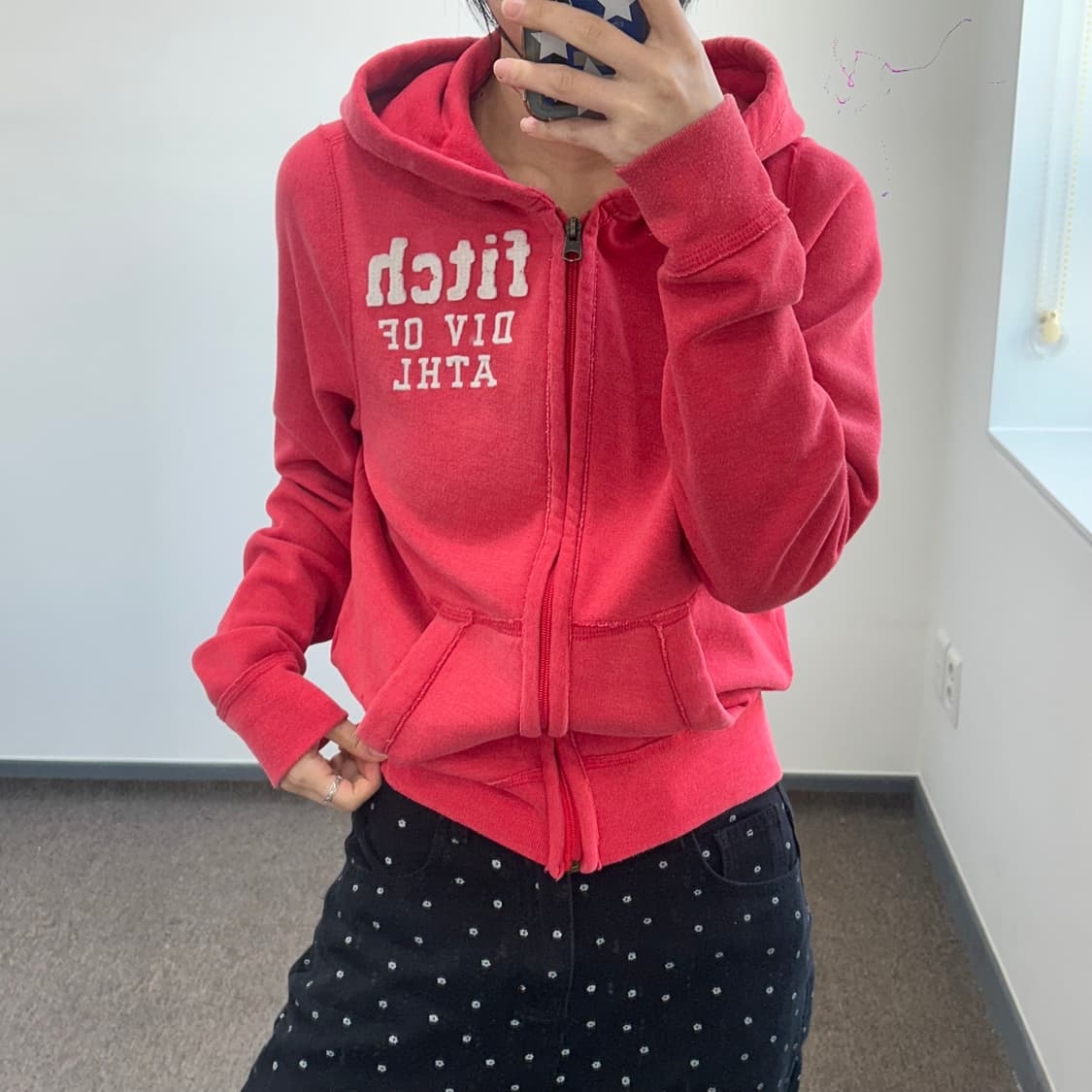 Abercrombie 아베크롬비 레드핑크 백포인트 후드집업 상품이미지1