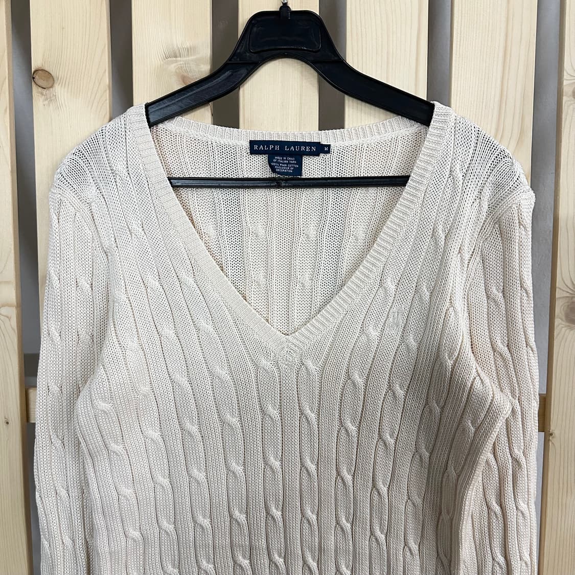 (M) 폴로 크림 베이지 케이블 니트 스웨터 상품이미지5
