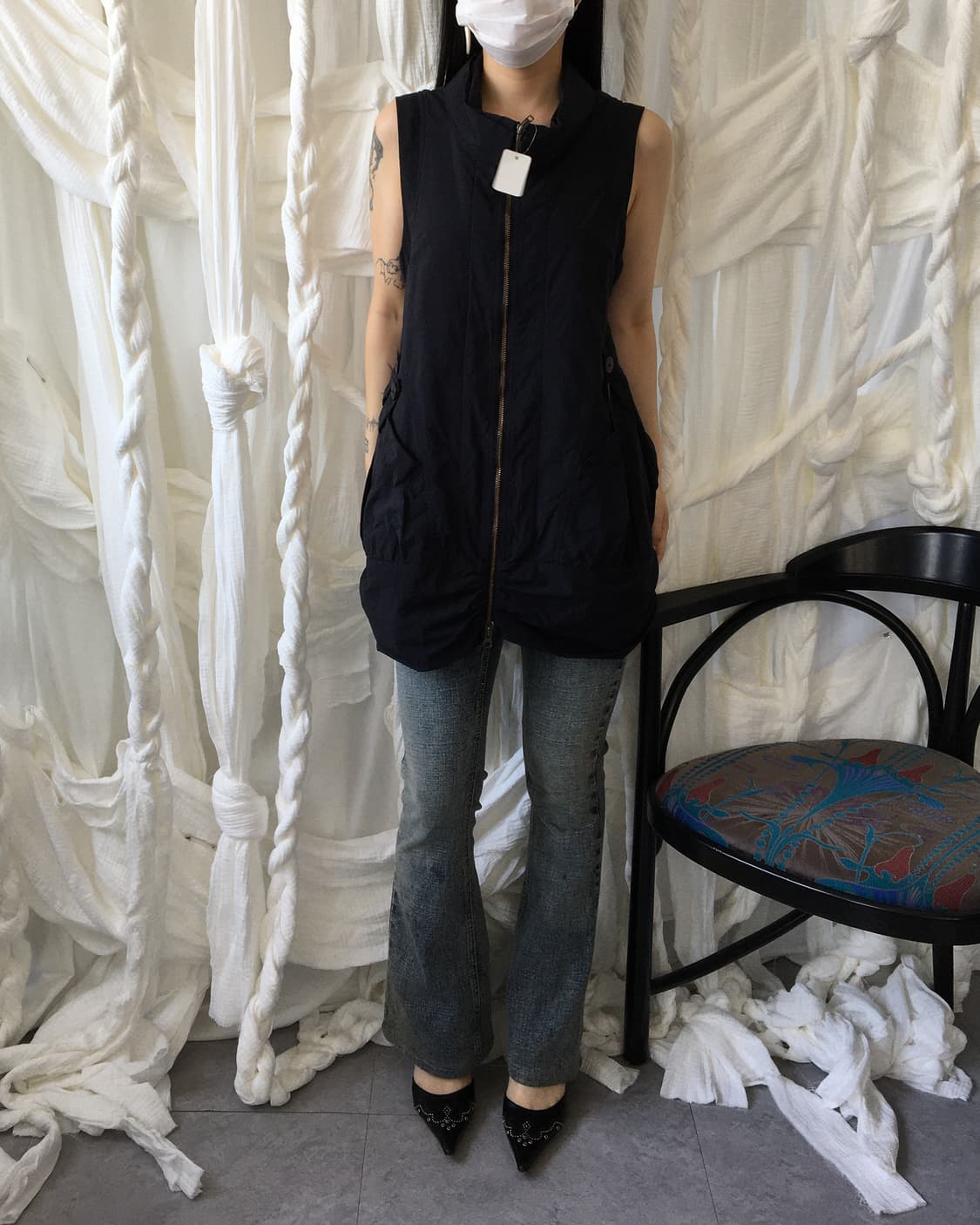 High neck long vest zip up 상품이미지10