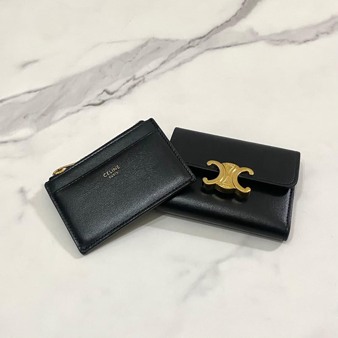 셀린느 컴팩트 월렛 코인 트리옹프 샤이니 카프스킨 여성 반지갑 블랙 정품 상품이미지5