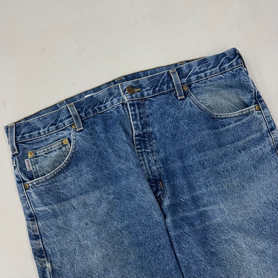 칼하트 OG 가죽패치 와이드 워싱 워크 데님팬츠 상품이미지4