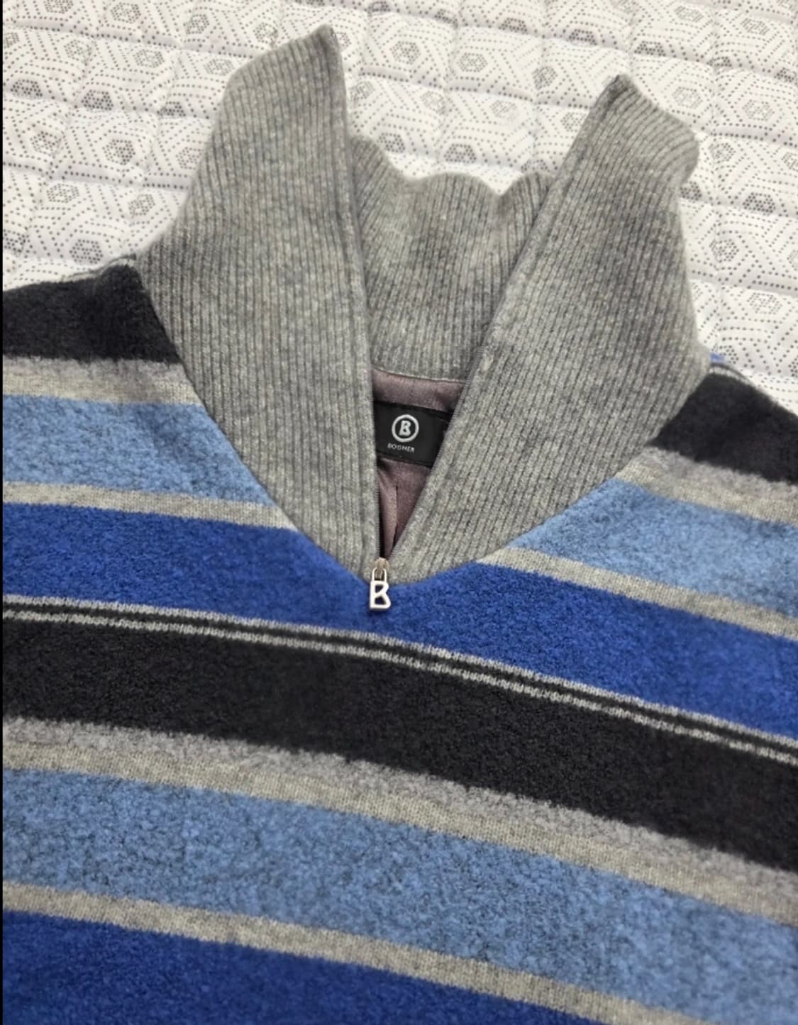 보그너 남성 스트라이프 반집업 니트 95 상품이미지4