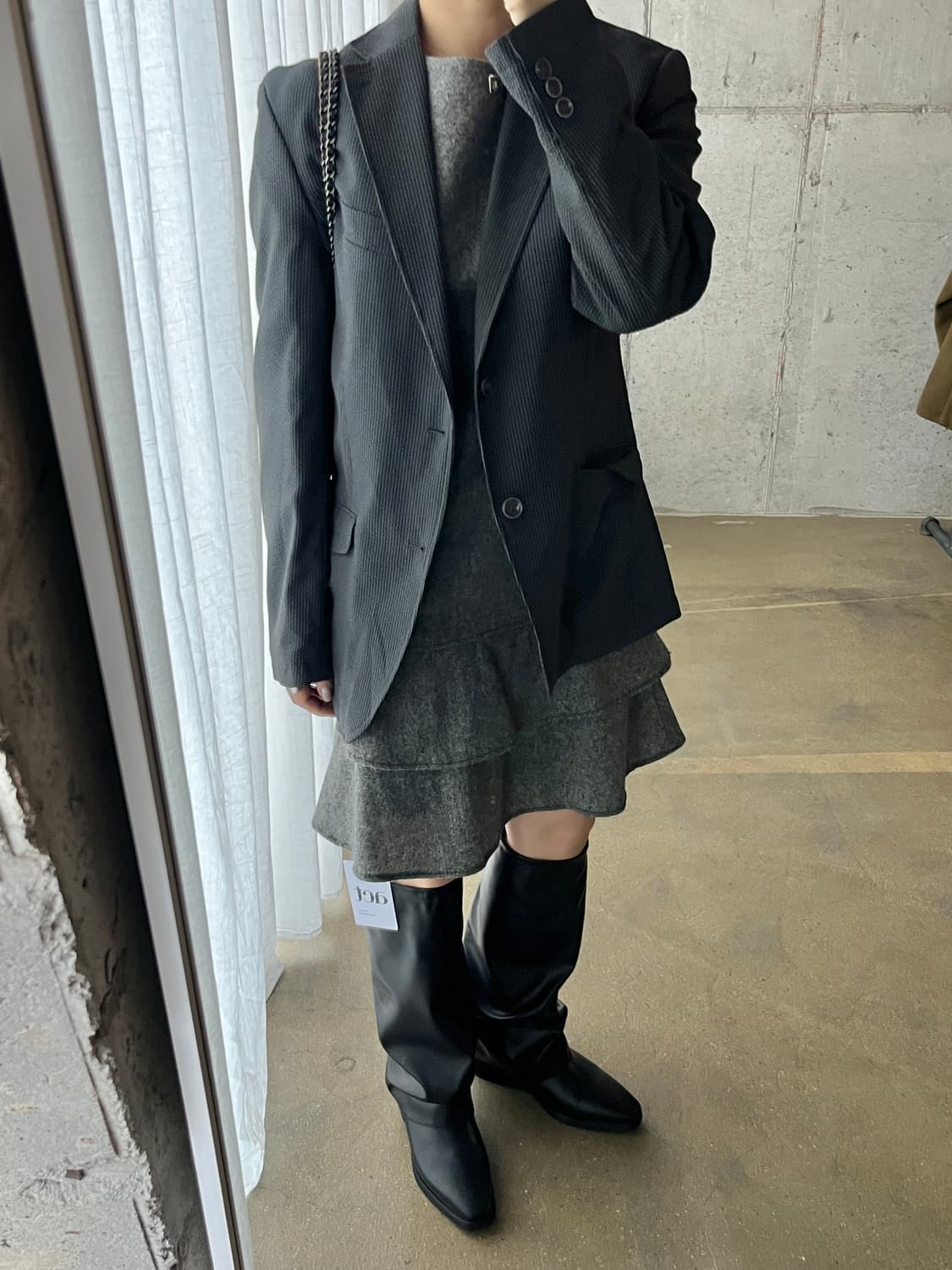 00s Courreges 꾸레쥬 프릴 원피스 그레이 상품이미지8