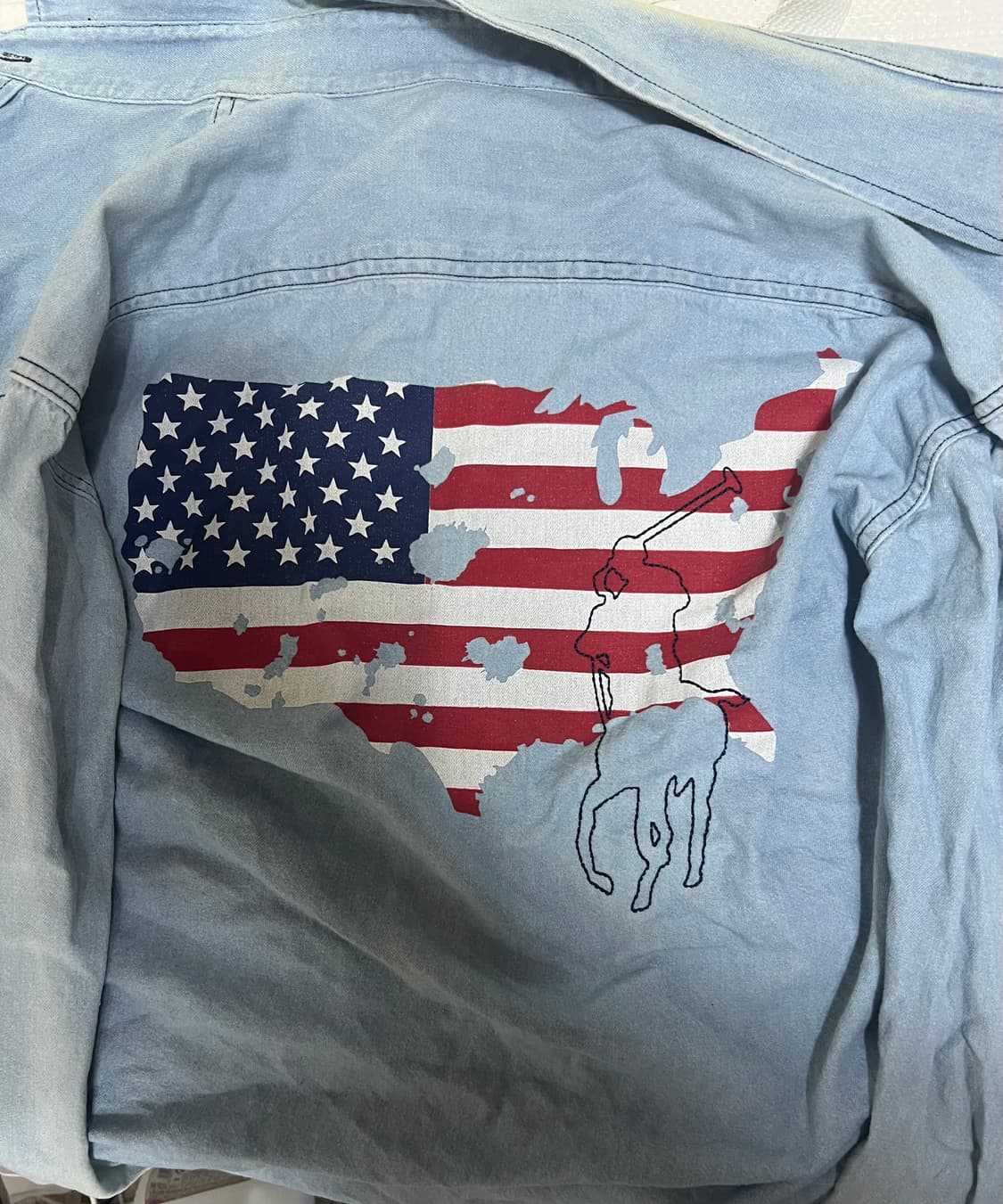 90s 폴로 데님 성조기 청남방 L 상품이미지4