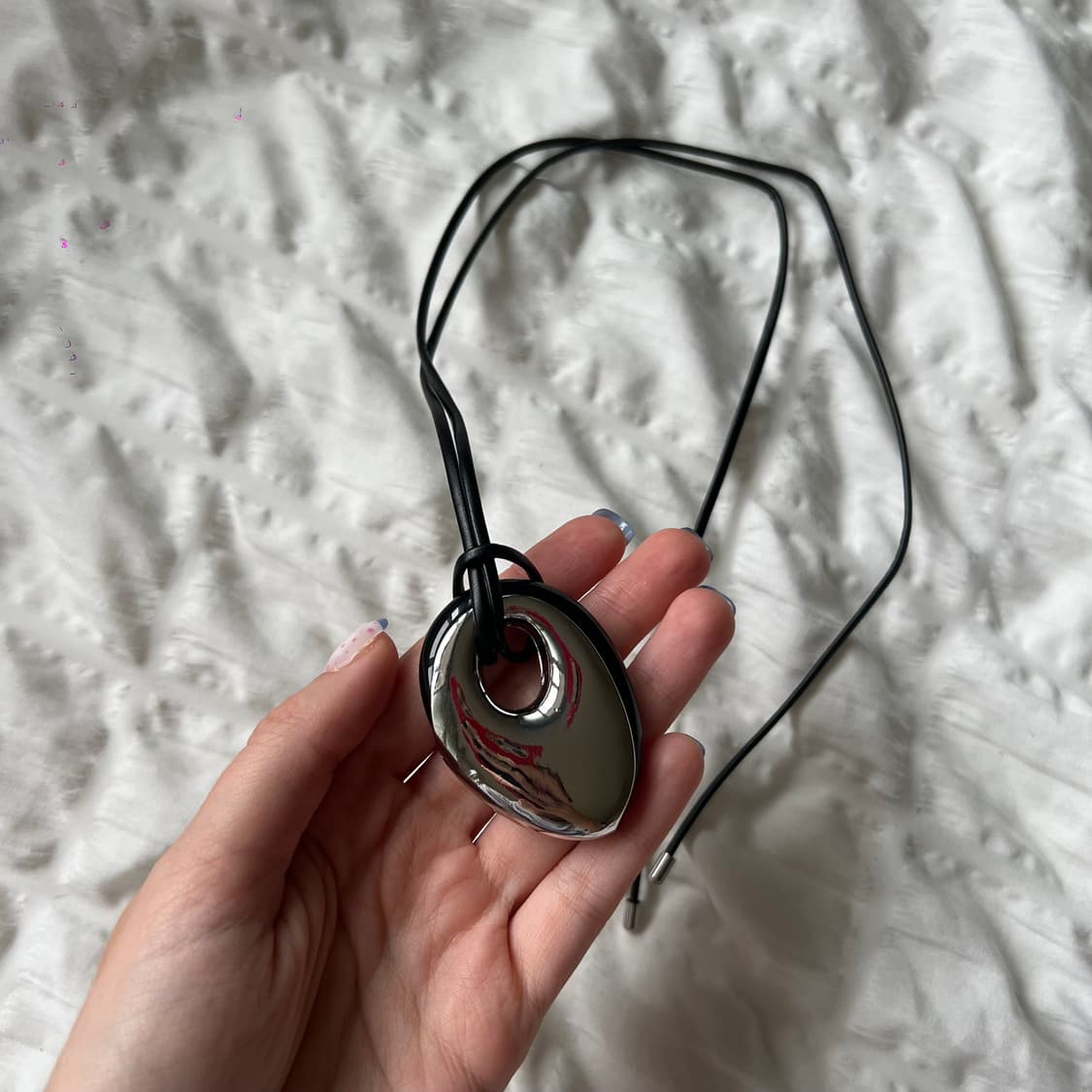 블랙 실버 오브제 롱 네크리스 🖤 상품이미지5