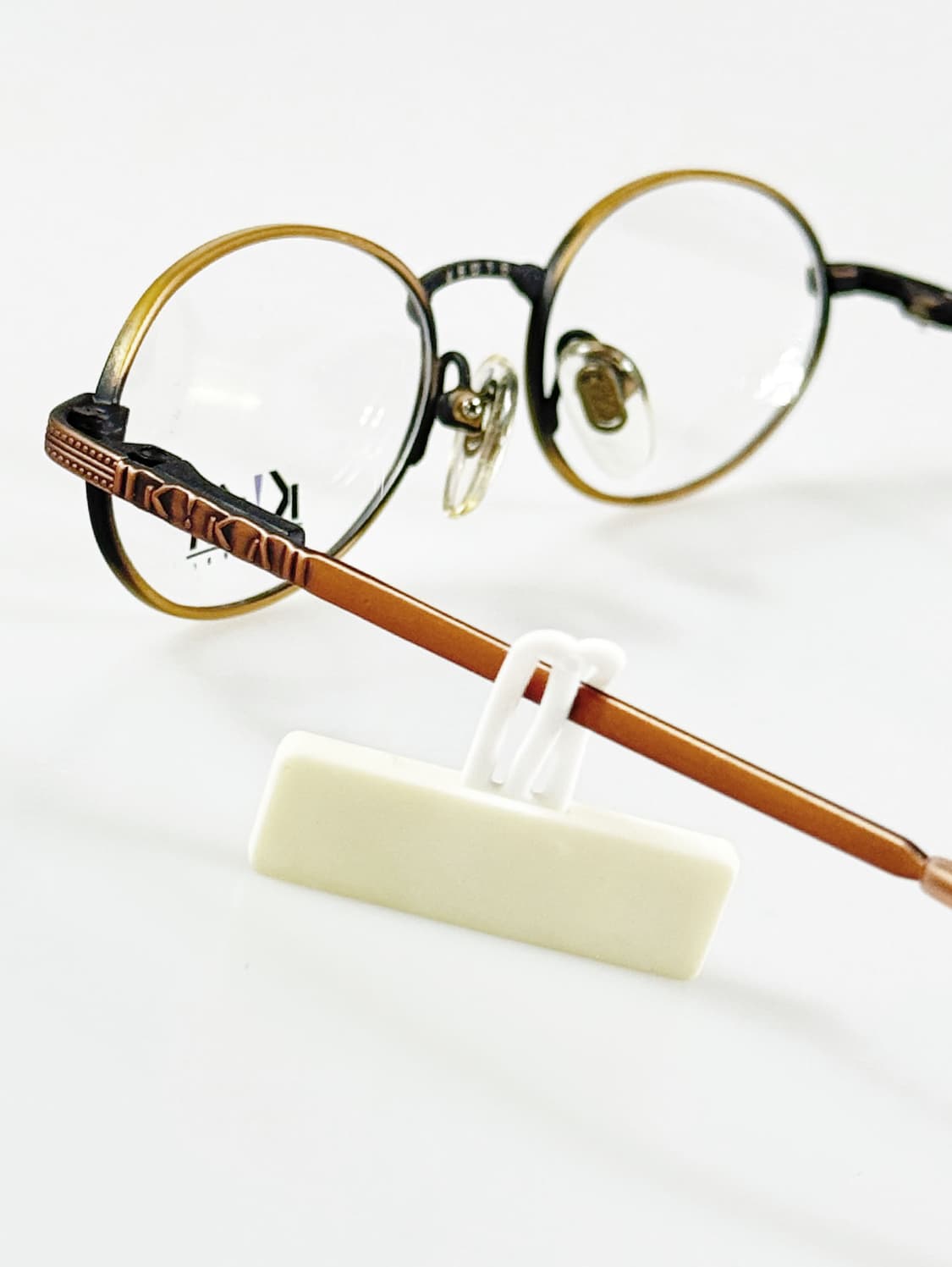90s KIKA 브라운&골드 슬림 오벌 프레임 빈티지 안경 상품이미지4