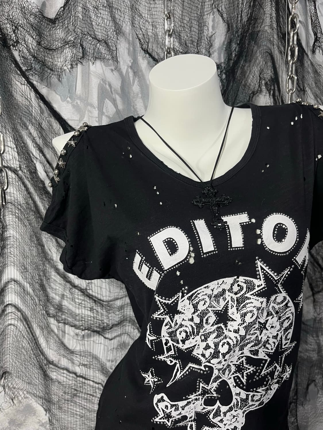 punk hole See-through skull Cubic top 상품이미지5