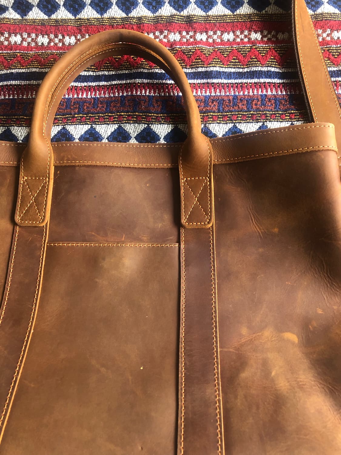 빈티지 브라운 레더 토트백 미사용 상품이미지4