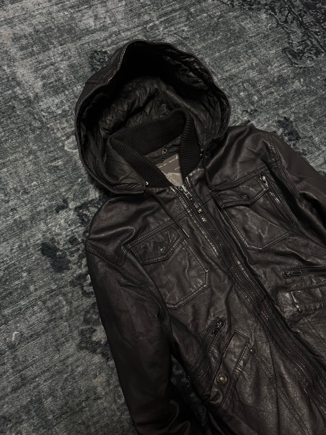 River island hood gimmick leather jacket 상품이미지2