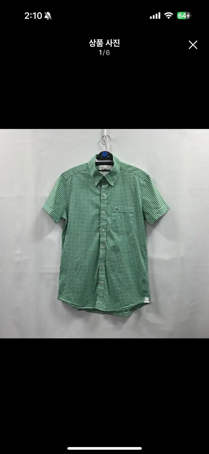 0036 라코스테 그린 체크 반팔 셔츠 40 상품이미지1