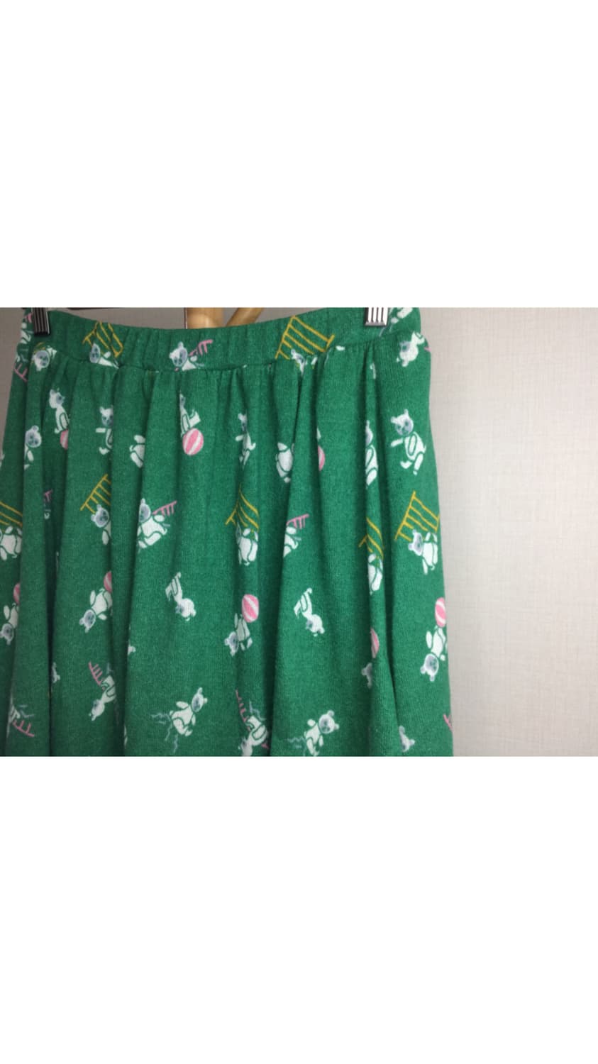 Ne-net 네넷냐 곰돌이 프린팅 태리 그린 스커트 상품이미지3