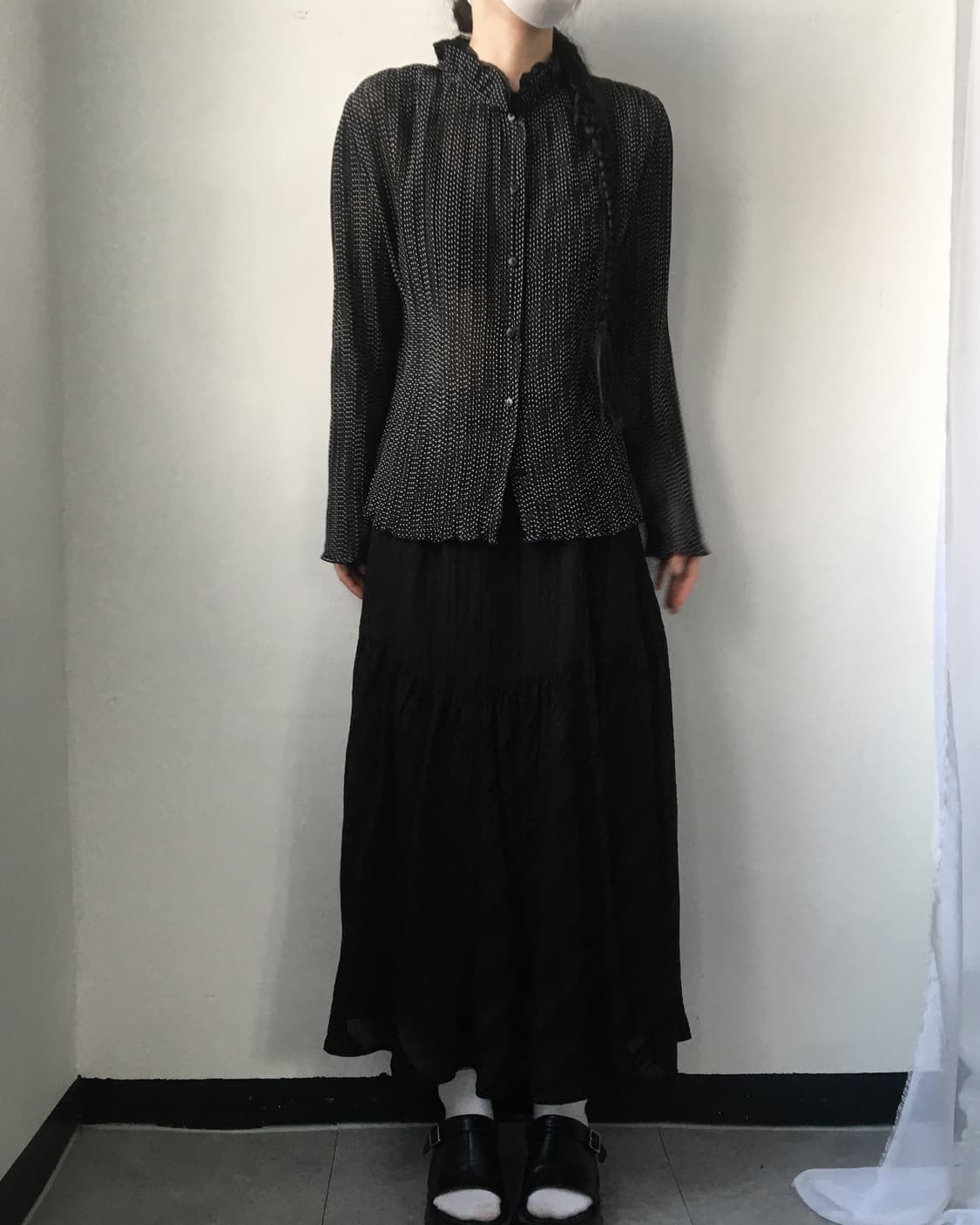 Dot pattern pleats blouse 상품이미지4