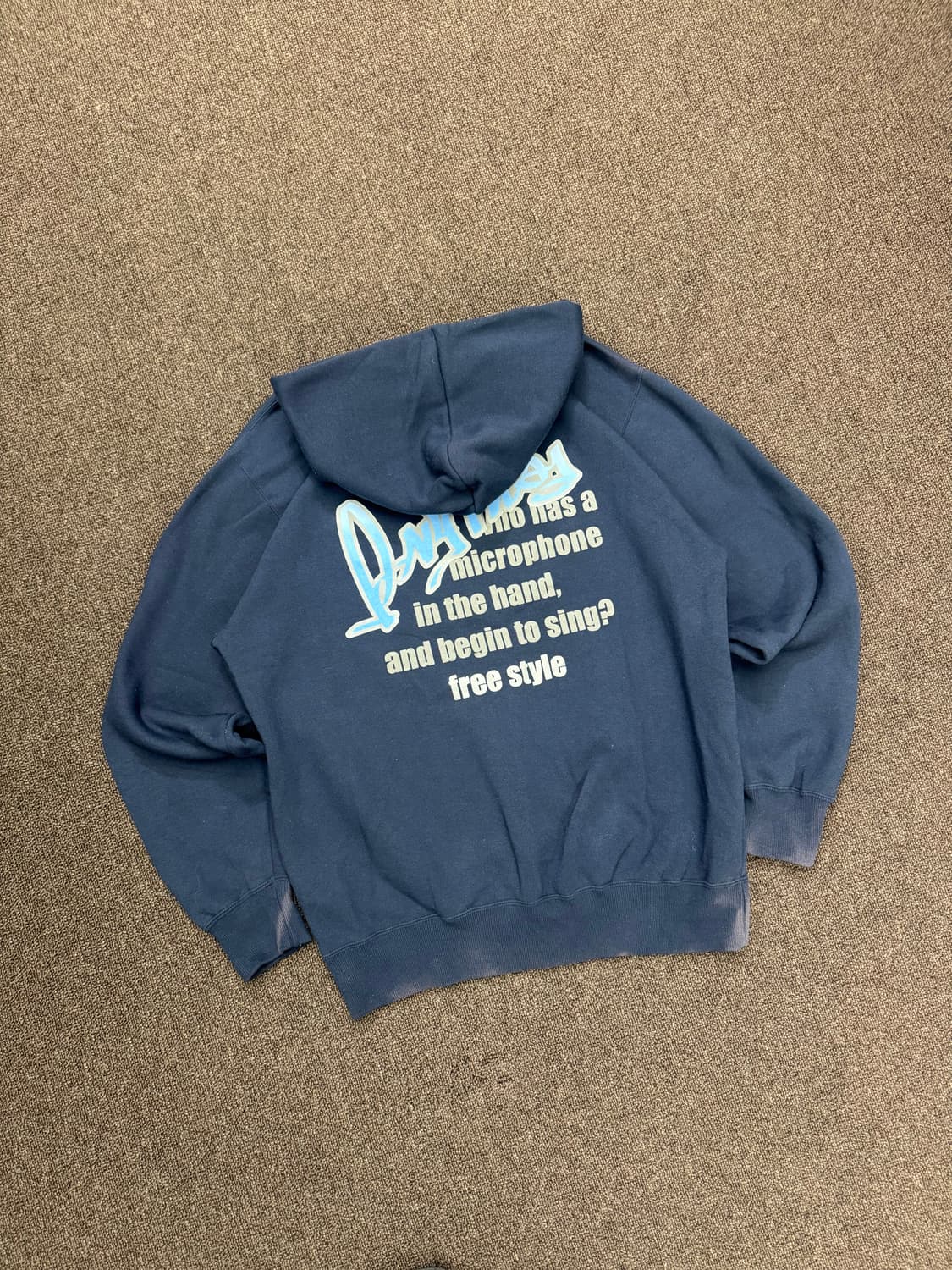 M)DACK DIVE 빈티지 free style프린팅 네이비 후드티 상품이미지6