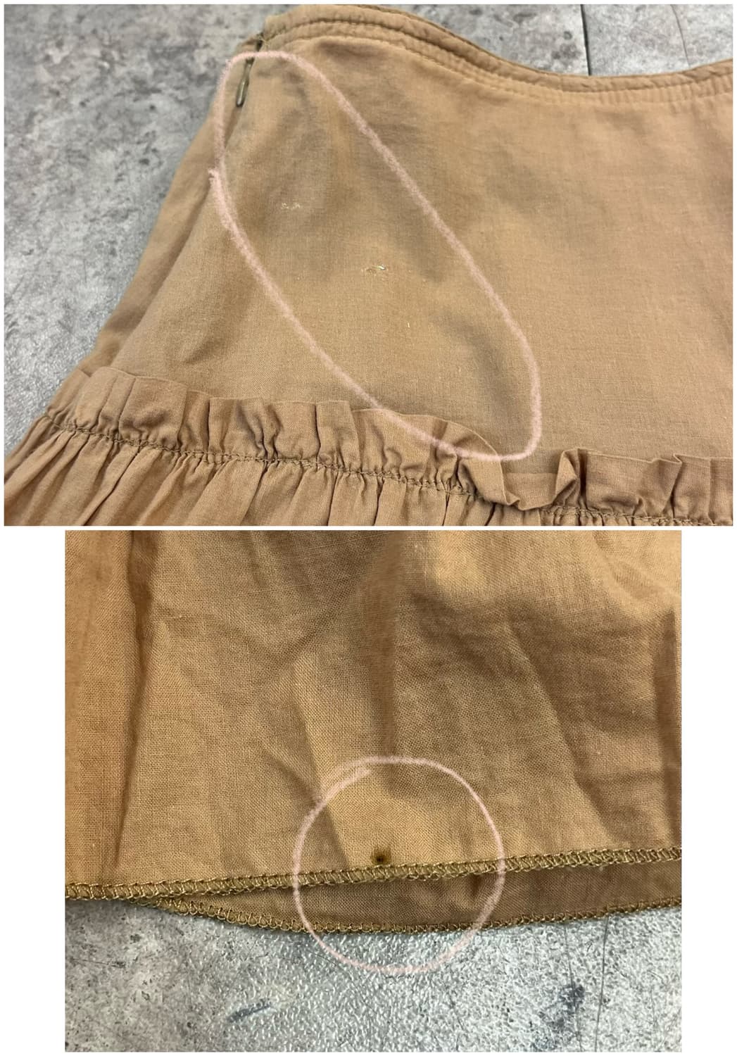 빈티지 프릴 자수 롱 스커트 브라운 M #csz4069  상품이미지10