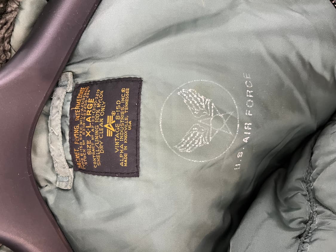 오리지날 미국제조 알파사 미공군 B-15D 항공점퍼 상품이미지8