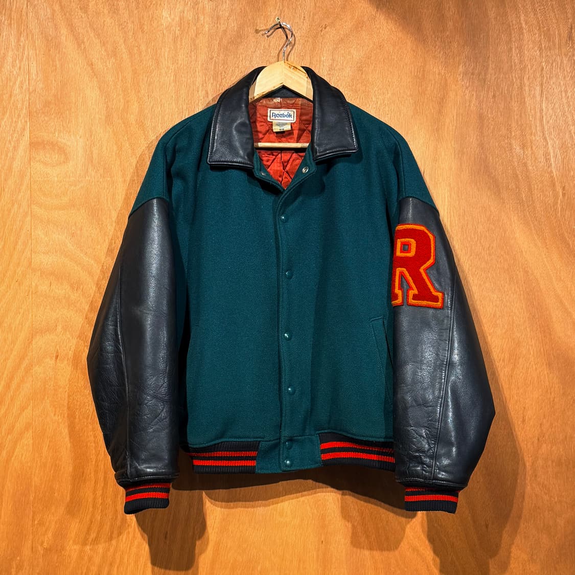 리복 90s 카우레더 바시티 자켓 M 105 캐나다제 상품이미지4